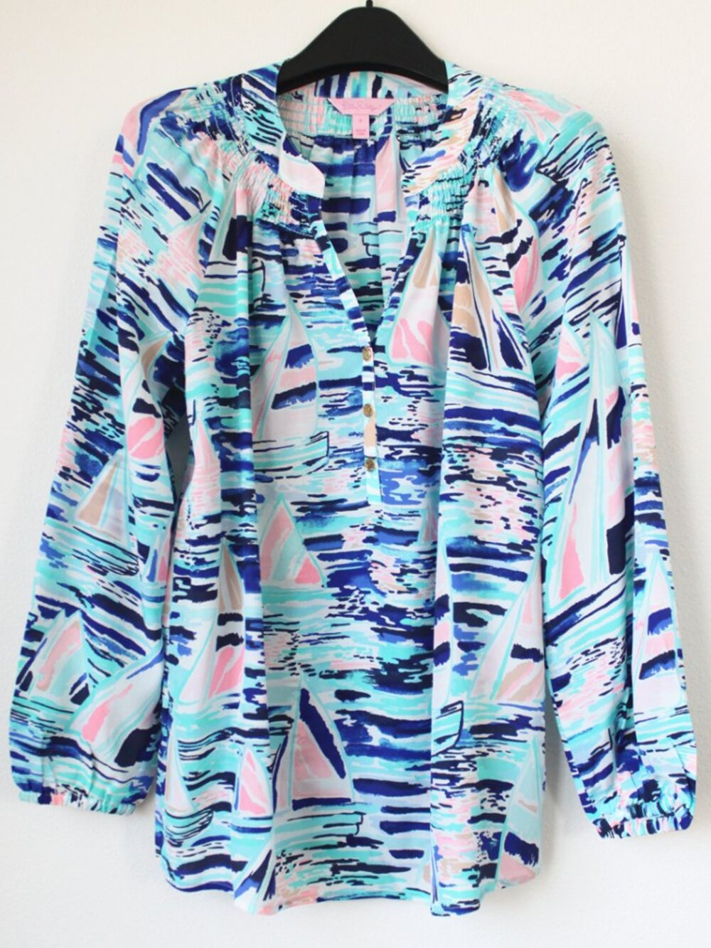 NWT Lilly Pulitzer Elsa Silk Top Blouse Pier Pressure, Size XS